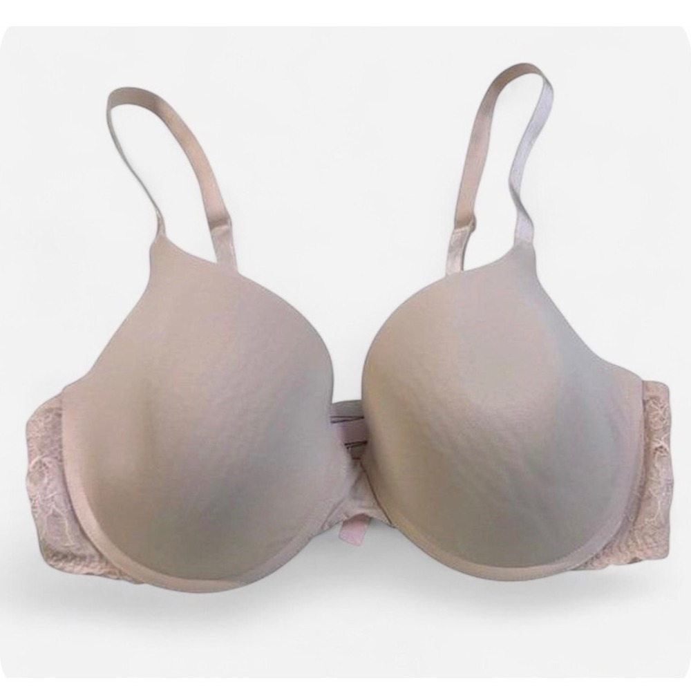 Victoria's Secret Coquette Minimalist Demi Bra Beige Lace Convertible Basics 38D